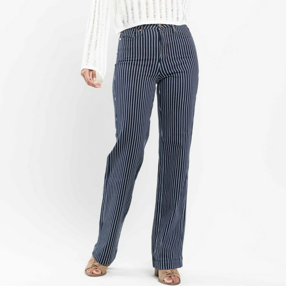 Navy and White Striped Pants
